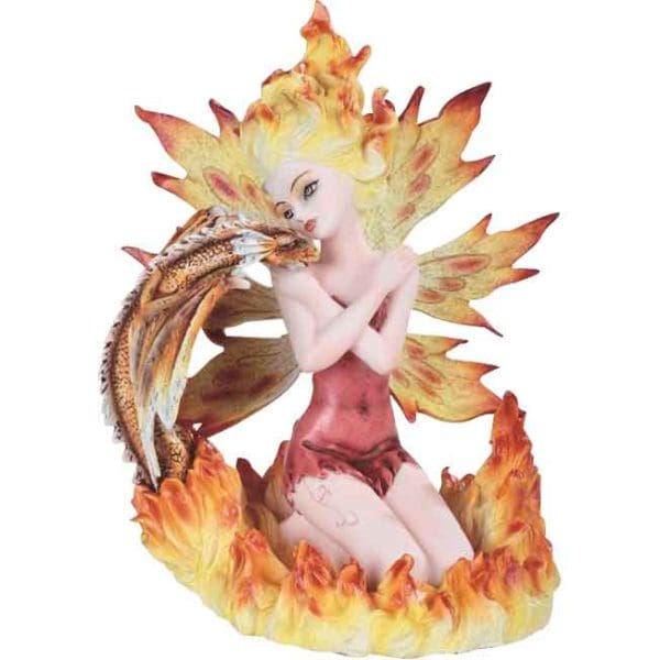 Fire Fairy with Dragon Statue