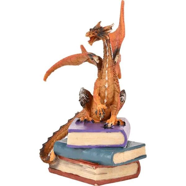 Red Dragon on Book Stack Statue
