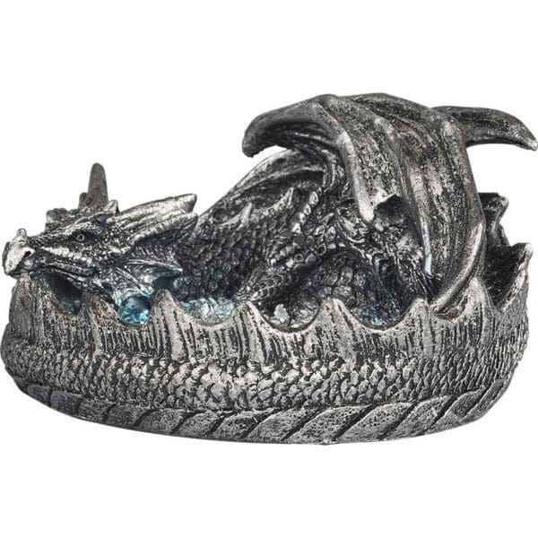 Curled Silver Dragon Incense Burner and Ashtray