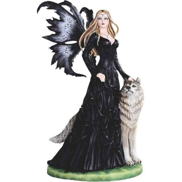 Night Fairy with Wolf Large Statue