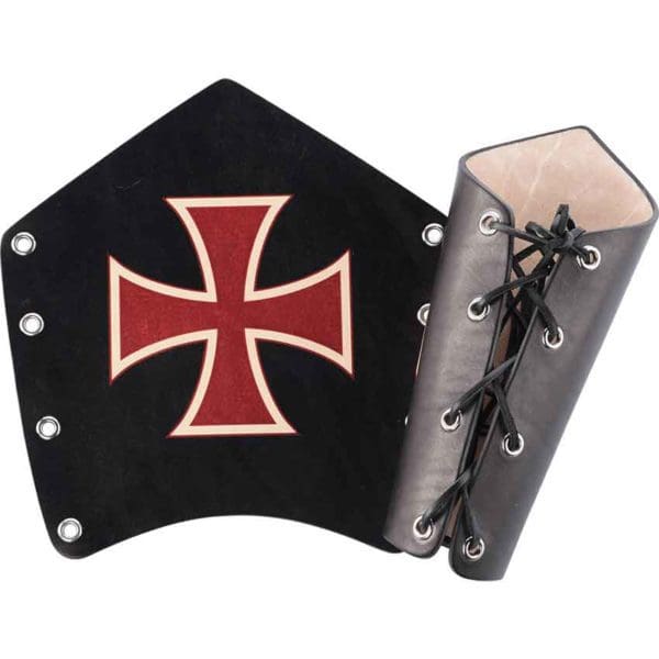 Crusader Cross Leather Arm Bracers