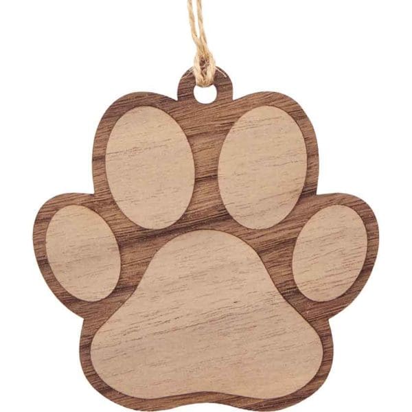 Dog Paw Wooden Christmas Ornament