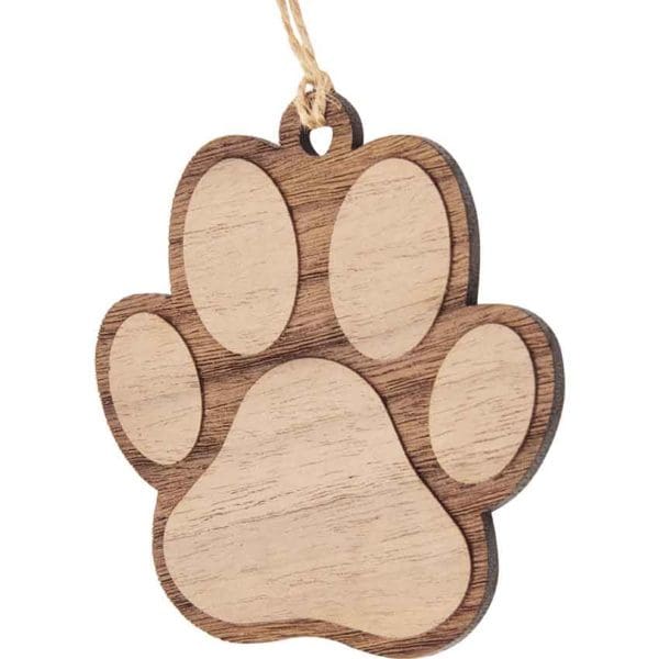 Dog Paw Wooden Christmas Ornament
