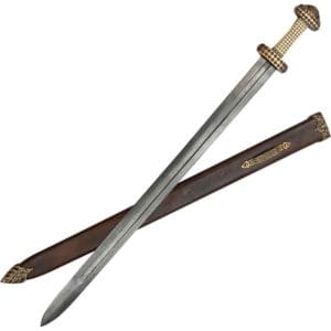Damascus Ornate Bronze Hilt Viking Sword