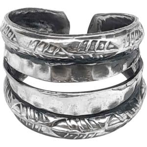 Leaf Border Silver Medieval Cuff Ring