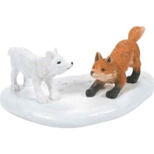White Christmas Fox Face Off - Christmas Village Accessories by Department 56