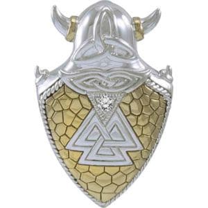 Silver Viking Valknut Shield Pendant