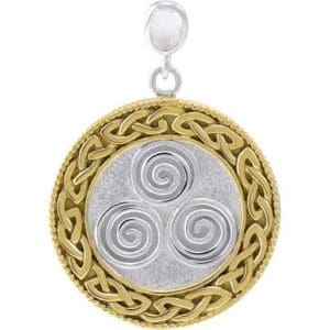 Silver and Gold Spiral Triskelion Pendant