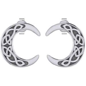 Silver Celtic Moon Post Earrings