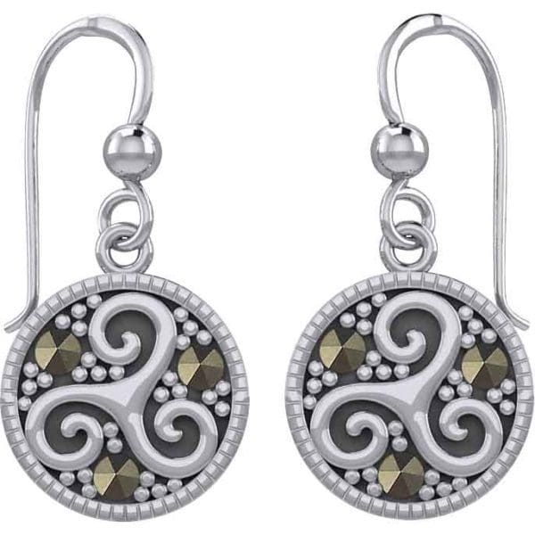 Celtic Spiral Triskele Silver Earrings