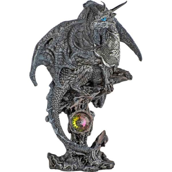 Jeweled Gray Dragon Statue