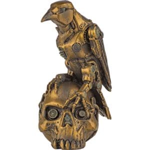 Steampunk Raven on Skull Statue