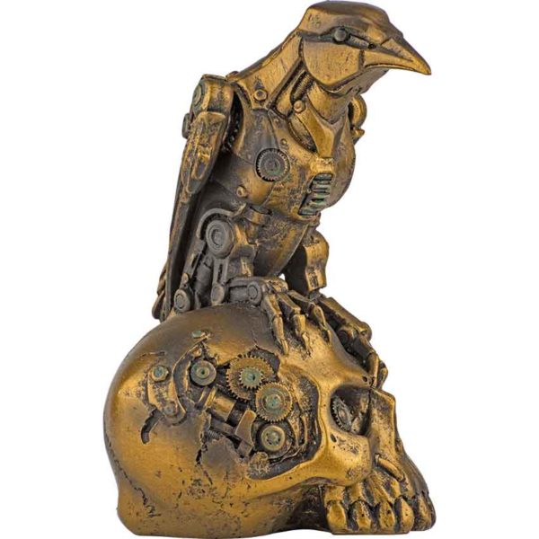Steampunk Raven on Skull Statue