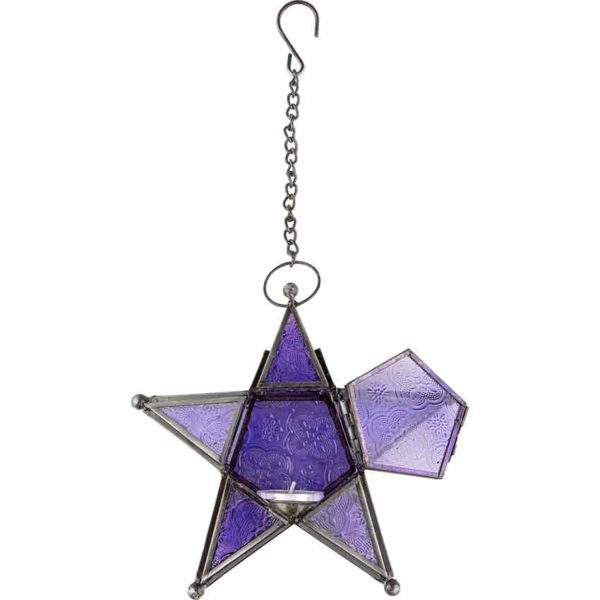 Purple Glass Star Tealight Lantern