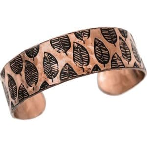 Copper Engraved Leaf Cuff Bracelet
