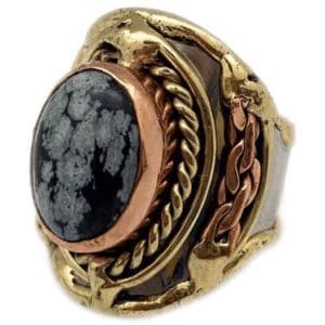 Snowflake Obsidian Medieval Ring