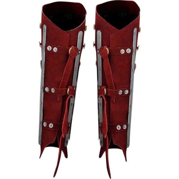 Red Leather and Steel Greaves