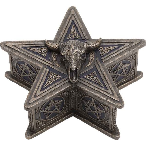 Cow Skull Pentagram Bronze Trinket Box
