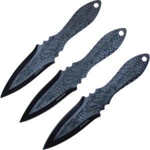 Set of 3 Black Dragon Scale Throwing Knives