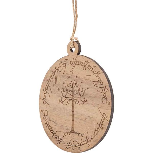 Ring and Tree of Gondor Wooden Christmas Ornament