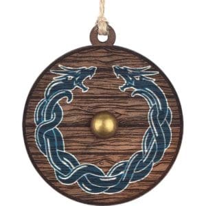 Viking Dragon Wooden Shield Christmas Ornament