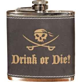 Drink or Die Leather Flask
