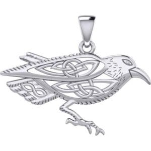 Silver Celtic Raven Pendant