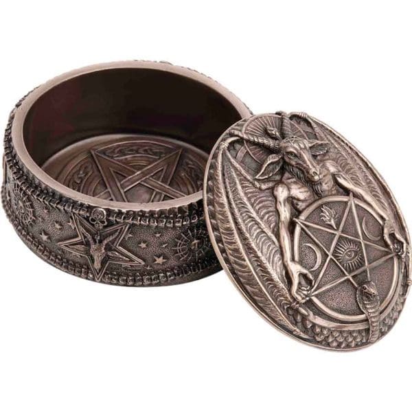 Bronze Pentagram Baphomet Oval Trinket Box
