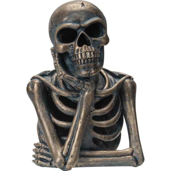 Thinking Skeleton Bust Statue