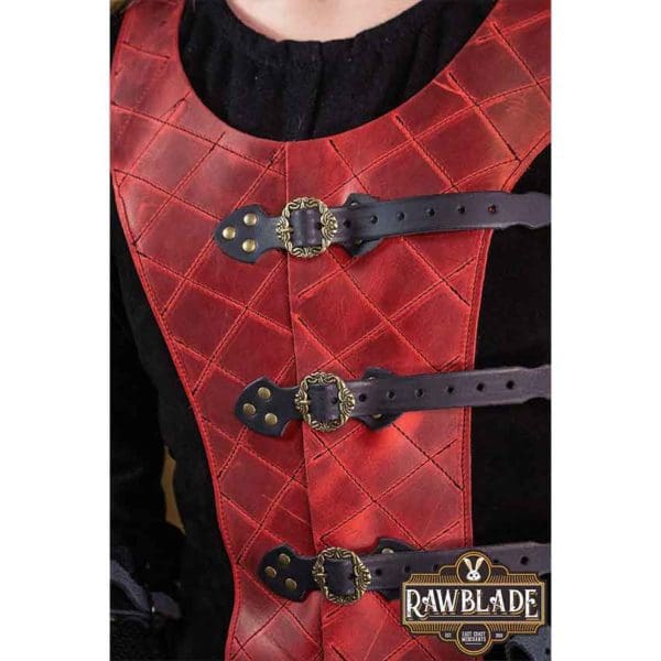 Highland Long Leather Jerkin - Red