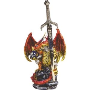 Red Dragon with Letter Opener Statue
