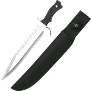Silver Reverse Serrated Survival Knife