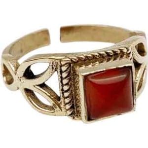 Golden Red Onyx Medieval Ring
