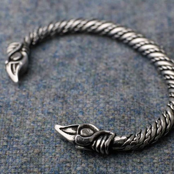 Small Odins Raven Viking Bracelet - Pewter