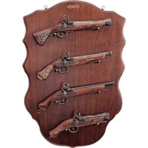 Set of 4 Flintlock Pistols with Display Plaque