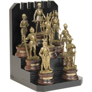 Complete Set of 8 Mini Gold Knights and Display