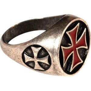 Red Templar Cross Ring