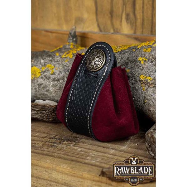 Large Wanderer Split Leather Pouch - Red
