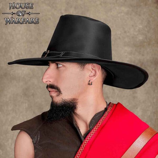 Leather Van Helsing Hat - Black