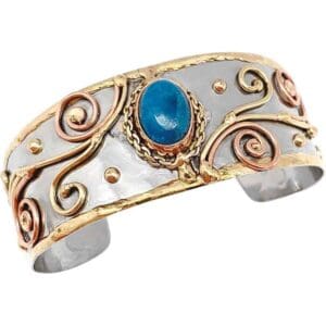 Blue Apatite Medieval Narrow Cuff Bracelet