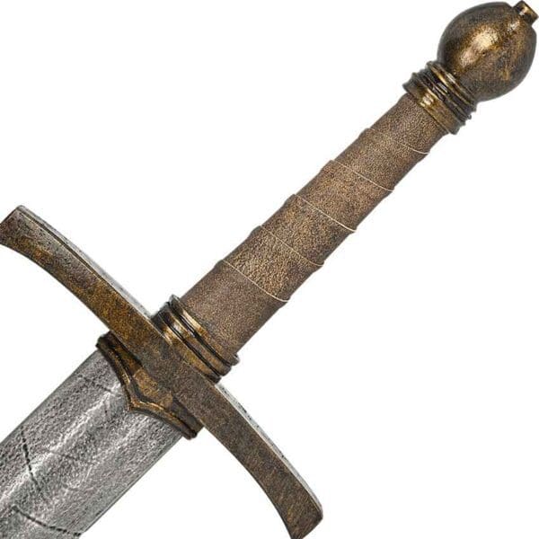 Knight's LARP Short Sword with Leather Grip - Notched