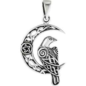 Sterling Silver Celtic Raven Moon Pendant