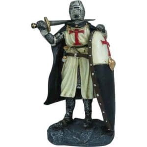 Crusader Knight with Sword and Shield Statue