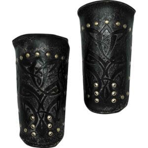 Odomar Viking Leather Bracers - Ashen