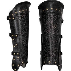 Odomar Viking Leather Greaves - Ashen