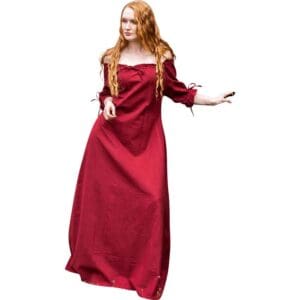 Melisande Short Sleeve Medieval Gown - Red