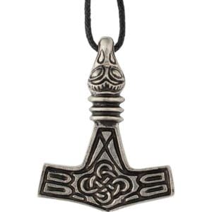 Raven Head Thor's Hammer Viking Necklace