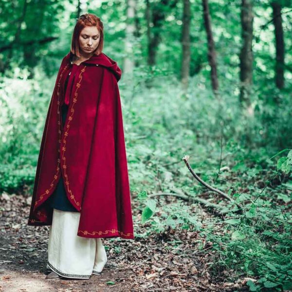 Asidis Hand Embroidered Wool Cloak - Red