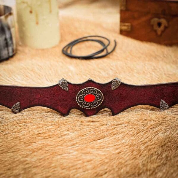 Fantasy Princely Leather Headband- Maroon