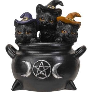 Black Kittens in Cauldron Statue